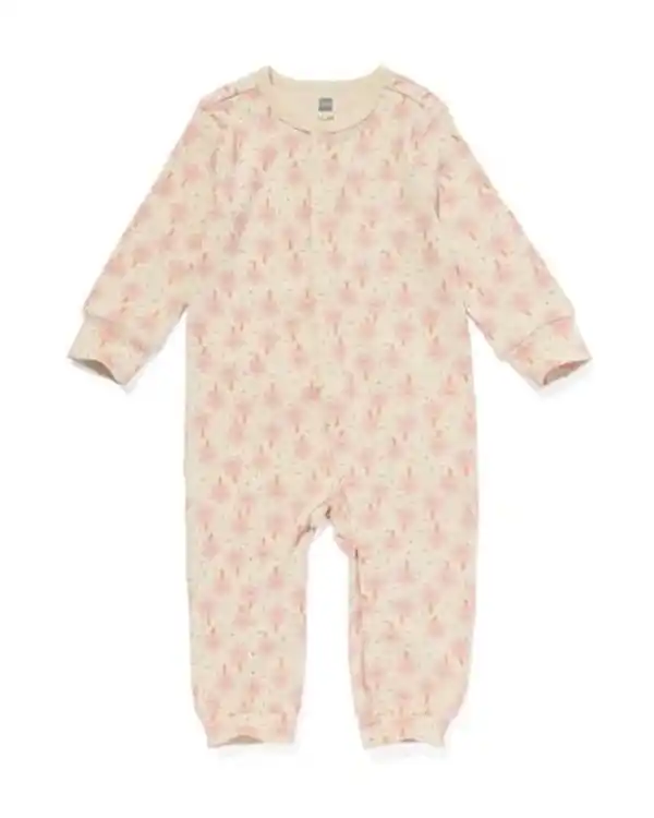 Bild 1 von babypyjama jumpsuit rib bloemen beige