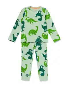 Kinderpyjama Stretch-Baumwolle Dino grün