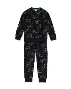 Takkie Kinderpyjama Fleece schwarz