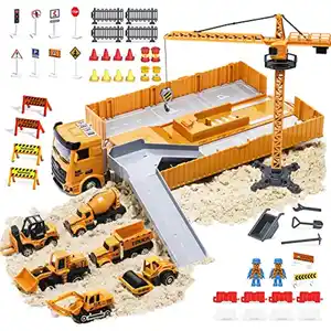 OR OR TU LKW Konstruktion Spielzeug Auto Strand Fahrzeug für Kinder Musik & Lichter 360° Drehung Kran Baubaggerfahrzeug Bulldozer Gabelstapler für 3 4 5 6 7 8+ Jahre Junge Geburtstag Geschenk