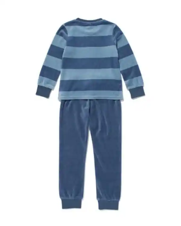 Bild 4 von Kinderpyjama Samt mit Streifen blau