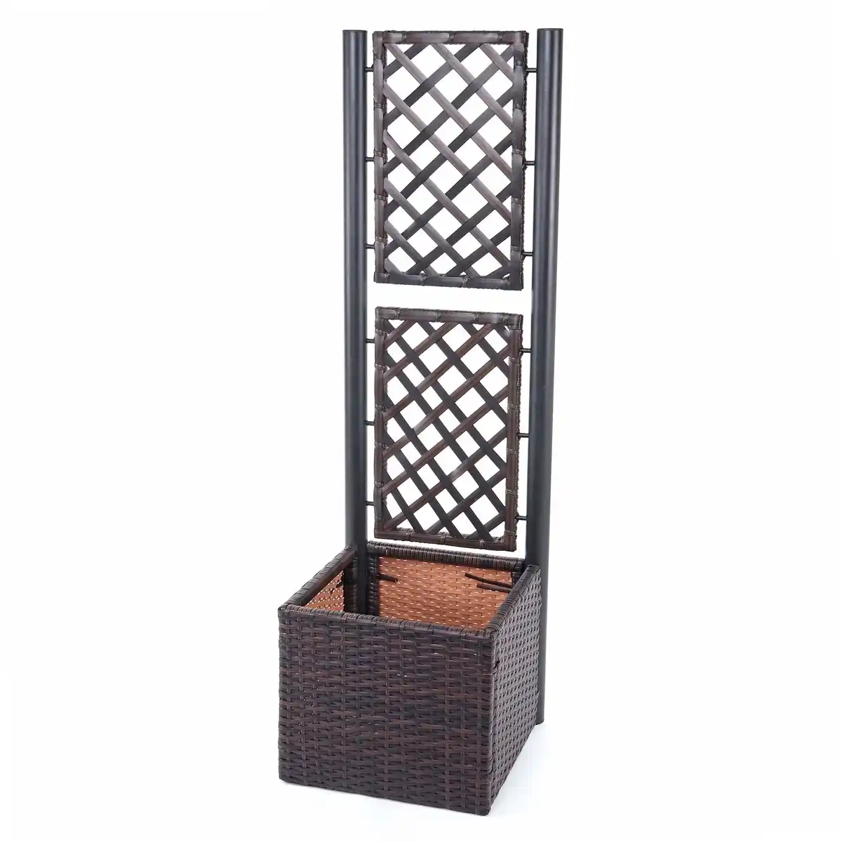 Bild 1 von Poly-Rattan Rankgitter MCW-D76, Pflanzkasten Rankhilfe, 142x43x43cm ~ braun
