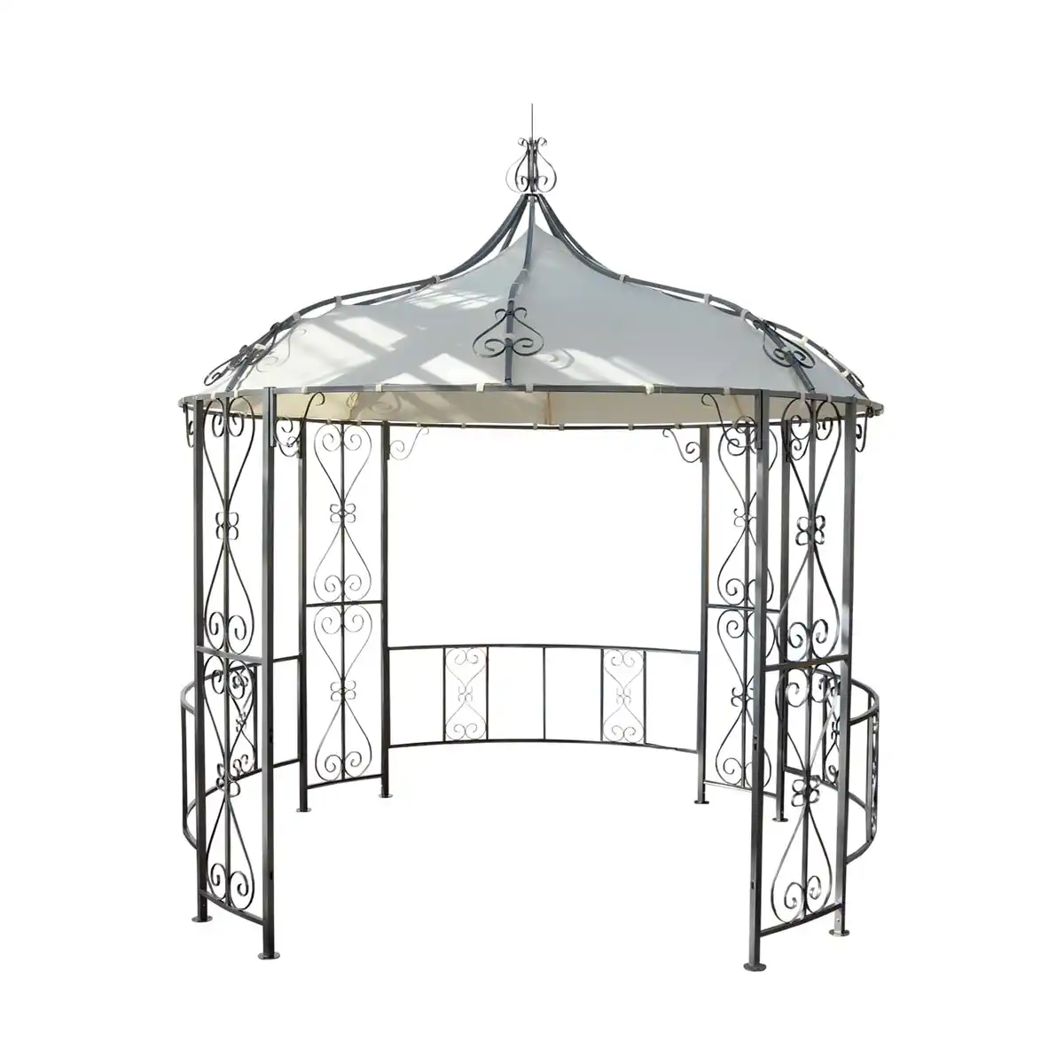 Bild 1 von Pergola Cabrera, Rundpavillon Garten Pavillon, stabiles Stahl-Gestell, Ø 3m ~ creme