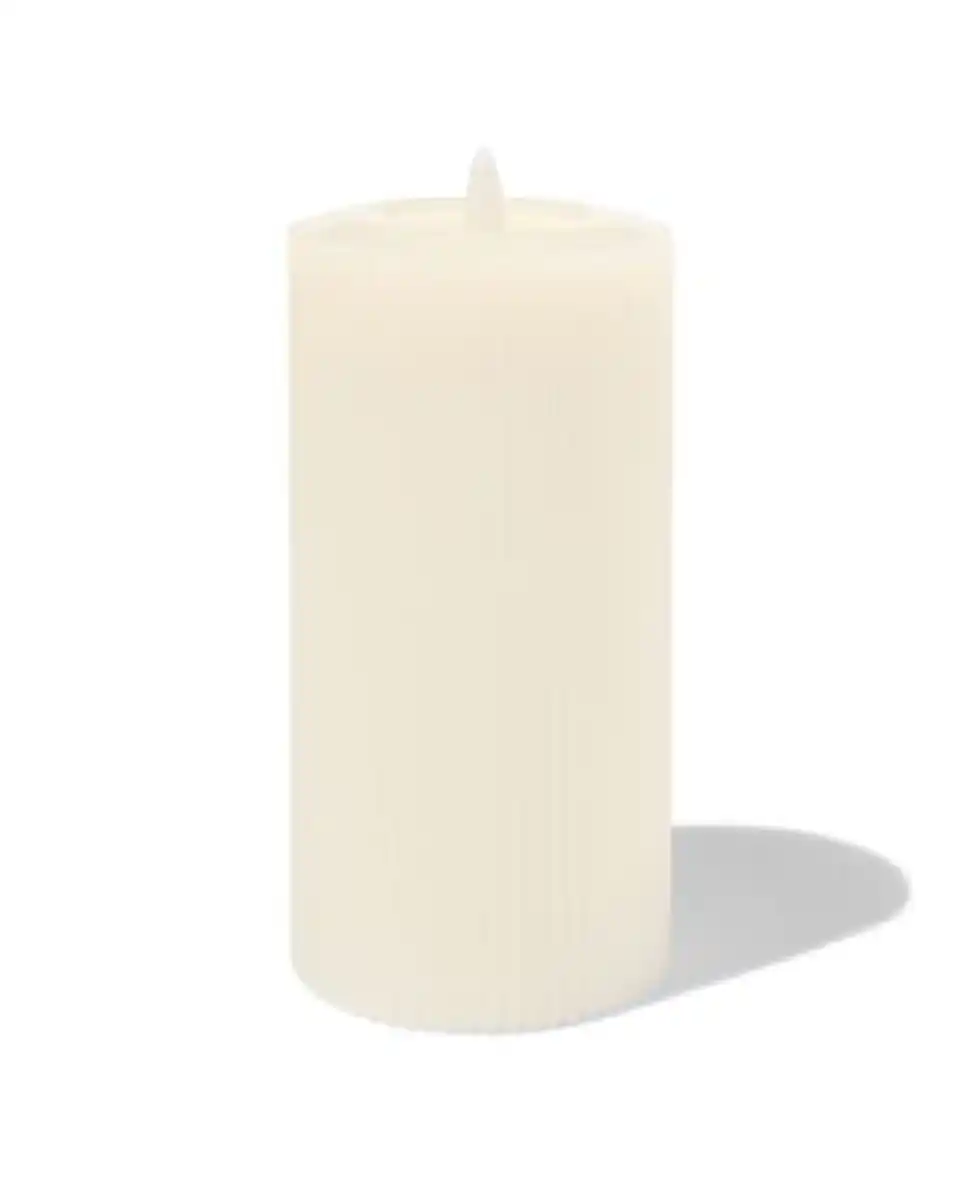 Bild 1 von LED-Kerze, gerippt, Kerzenwachs, Ø 7,5 x 15 cm, cremefarben
