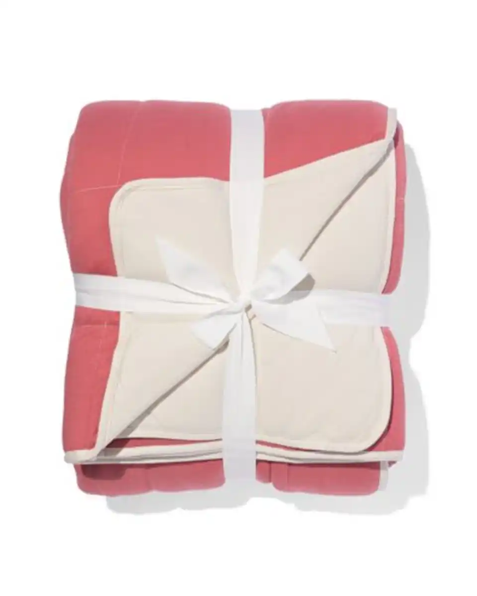 Bild 2 von Tagesdecke Jersey beige/rot kariert 260 x 235