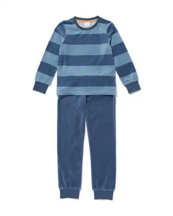 Bild 1 von Kinderpyjama Samt mit Streifen blau