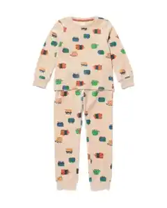 Kinderpyjama Samt Tiere beige