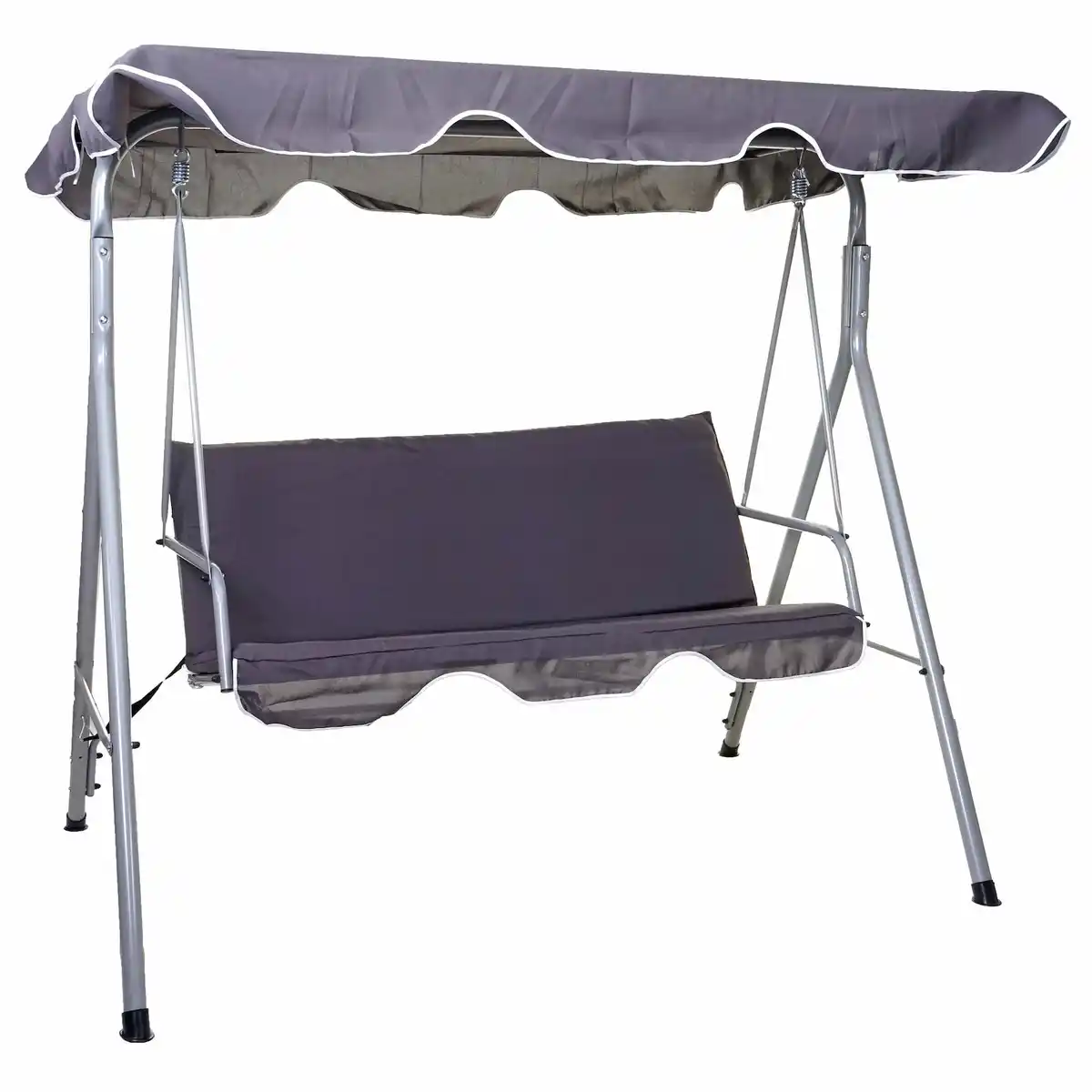 Bild 1 von Hollywoodschaukel MCW-D61, Gartenschaukel Hängeschaukel Bank, 3-Sitzer UV 50+ verstellbares Dach 197x185cm ~ dunkelgrau