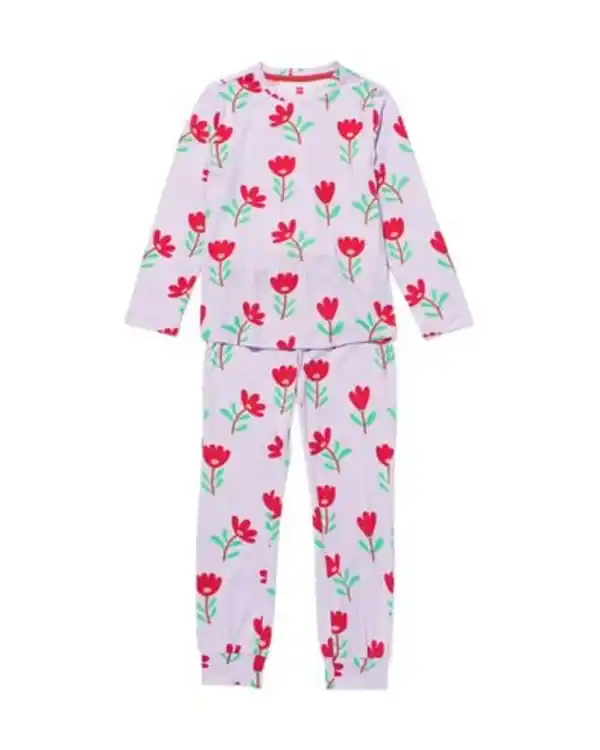 Bild 1 von Kinderpyjama Mikrofaser Blumen lila