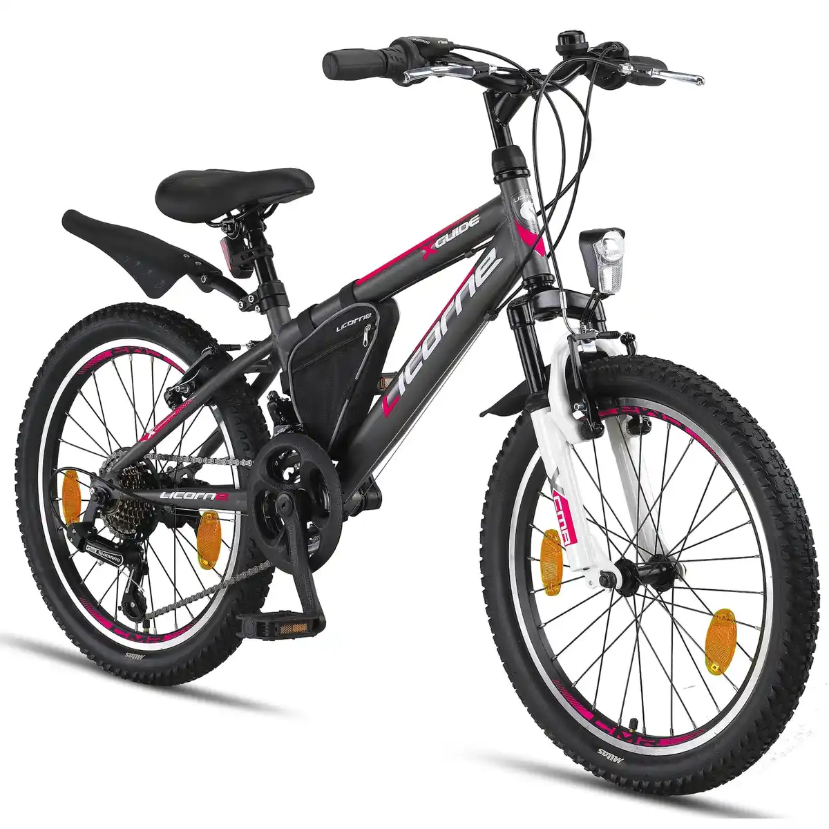 Bild 1 von Licorne Bike Guide Premium Mountainbike in 20, 24 und 26 Zoll - Fahrrad für Mädchen, Jungen, Herren und Damen - Shimano 21 Gang-Schaltung, Kinderfahrrad, Kinder
