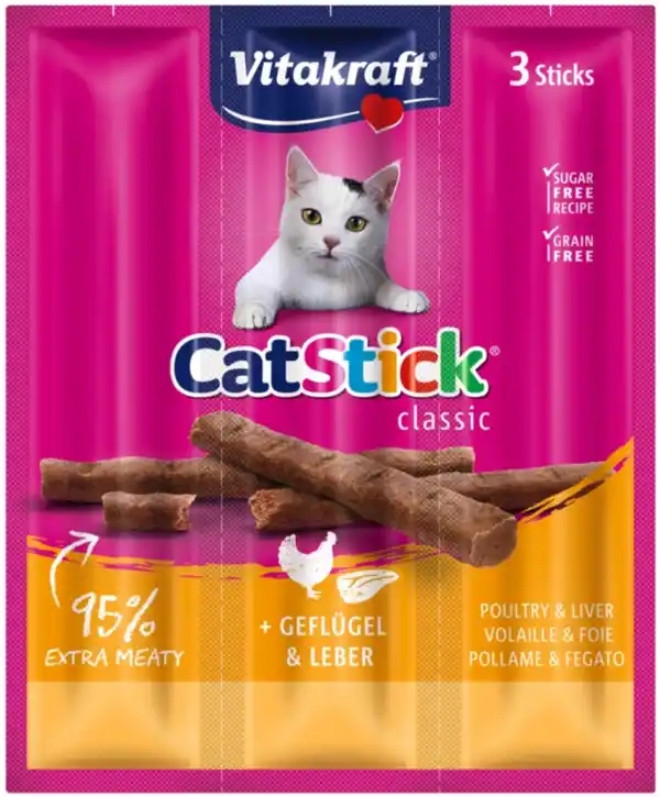 Bild 1 von Vitakraft Cat Stick Classic Geflügel & Leber 3x 6G