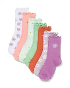 7er-Pack Socken, Blumen, Wochentage, Größe 36-41