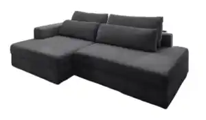 Ecksofa JACKSON 149 x 224 cm dunkelgrau - Inkl. Schlaffunktion - Bettkasten - Nosagfederung - Rückenkissen - Nierenkissen - Höhe 85 cm