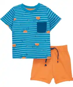 Minibaby T-Shirts + Shorts, Ergee, 2-tlg. Set, blau