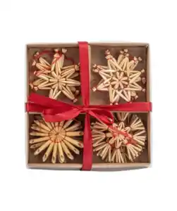 Deko-Strohsterne Weihnachten, 12-tlg. Set, naturfarben