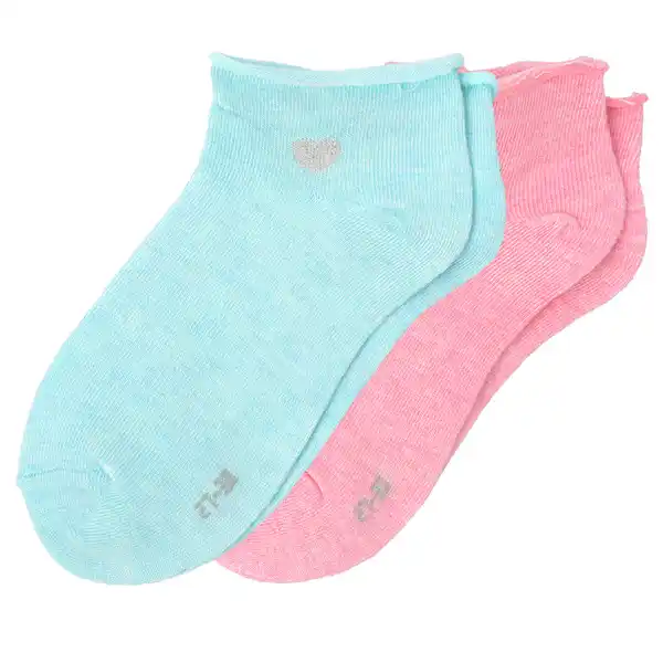 Bild 1 von 2 Paar Mädchen Sneaker-Socken im Set PINK / TÜRKIS