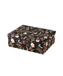 Geschenkbox Weihnachten, verschiedene Designs, ca. 25 x 19 x 7 cm, schwarz