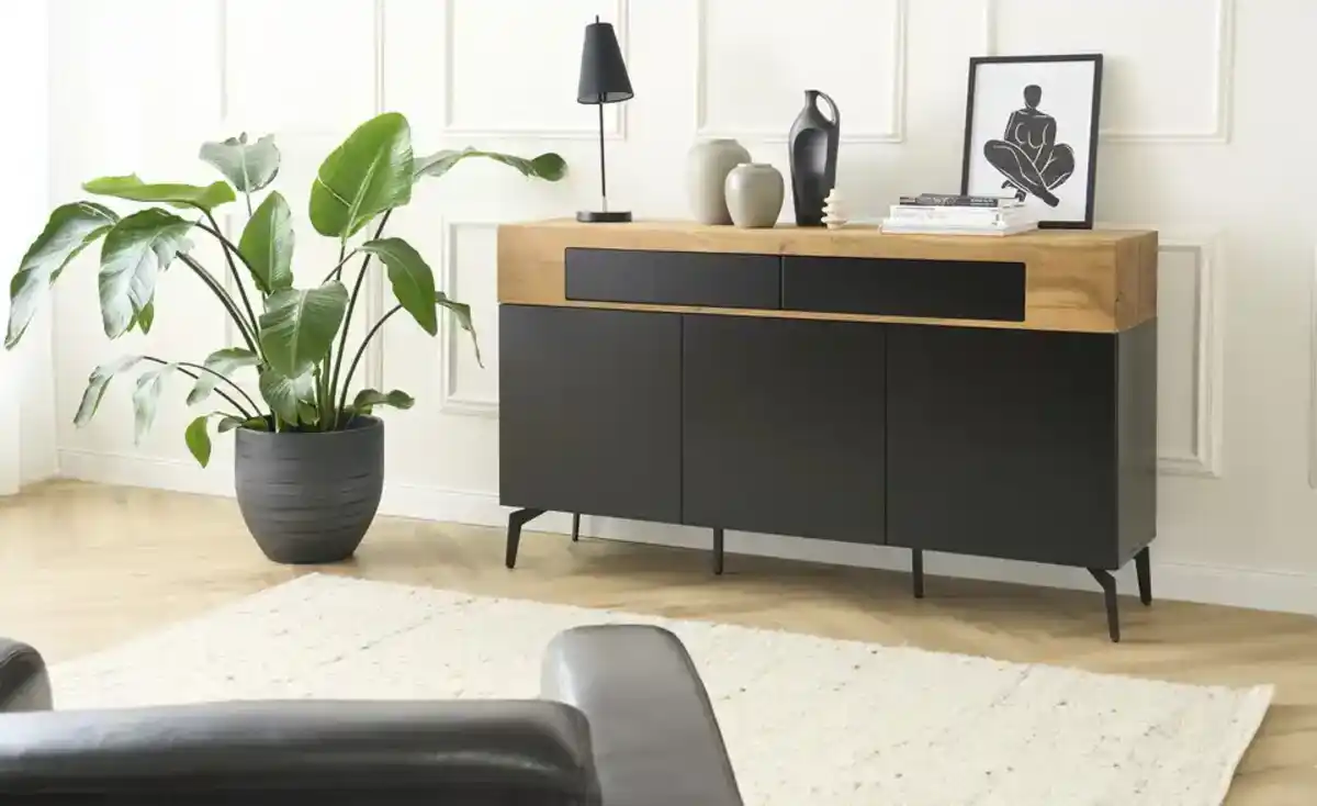 Bild 3 von Sideboard ¦ schwarz ¦ Maße (cm): B: 160 H: 90 T: 40 Kommoden & Sideboards > Sideboards - Möbel Kraft