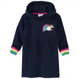 Mädchen Sweatkleid mit Regenbogen-Stickerei DUNKELBLAU