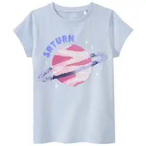 Mädchen T-Shirt mit Wendepailletten HELLBLAU