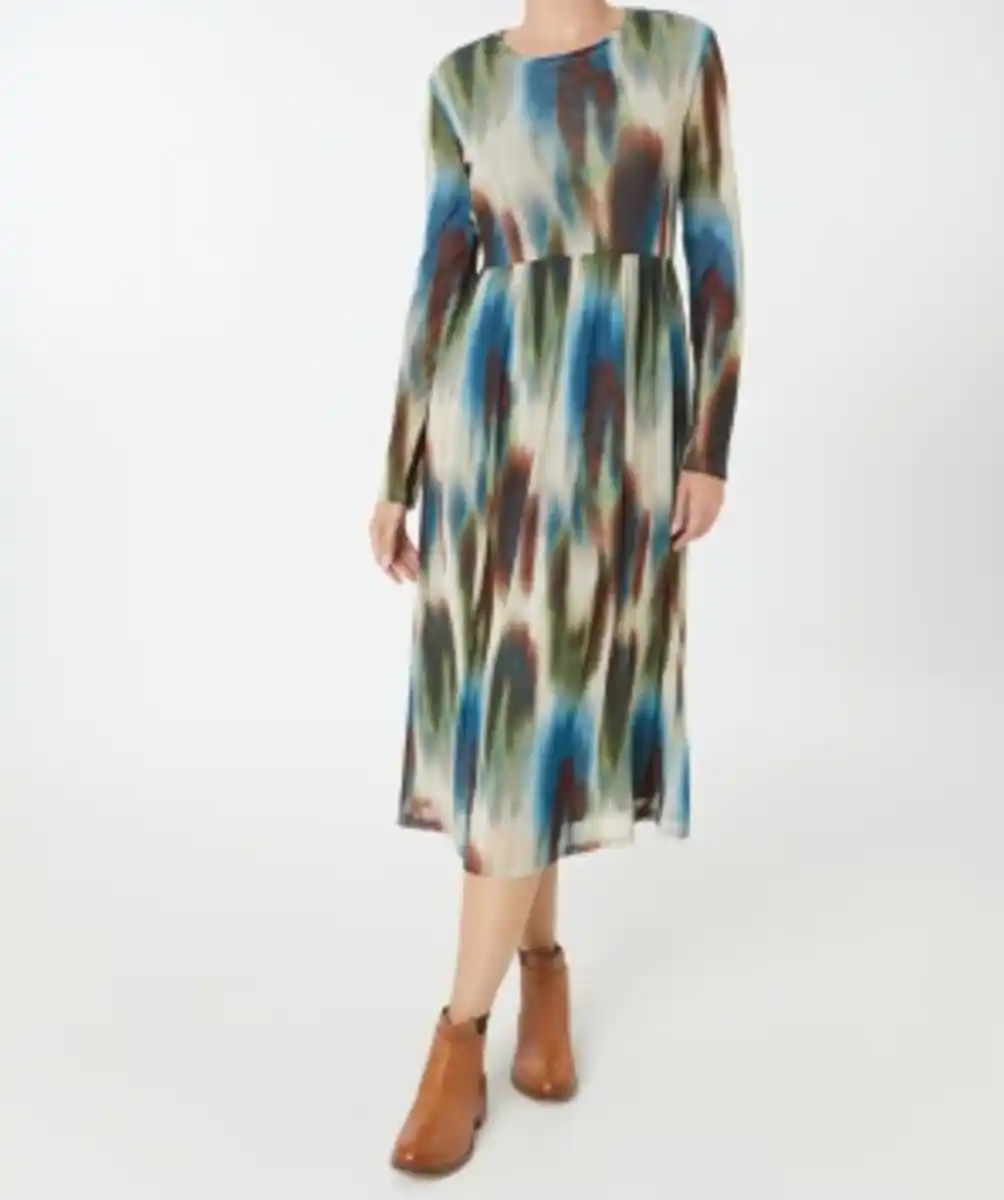 Bild 1 von Meshkleid, Janina, elastischer Taillenbund, grün bedruckt