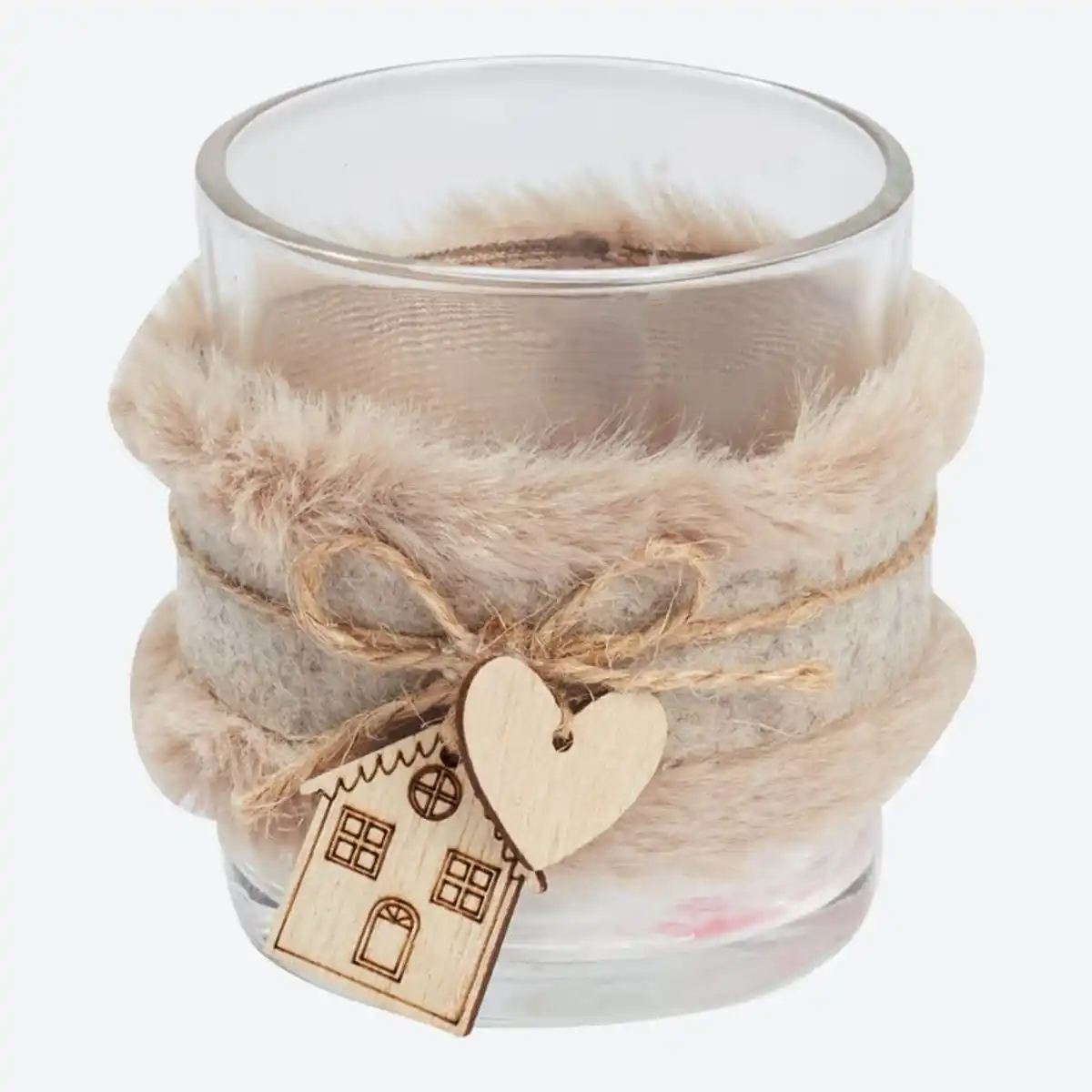 Bild 1 von Teelichthalter mit Filzband, ca. 10x10x12cm, White