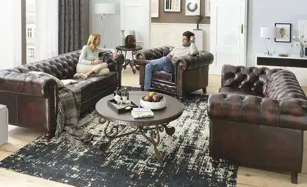 Bild 1 von uno Ledersofa im Vintagelook Chesterfield