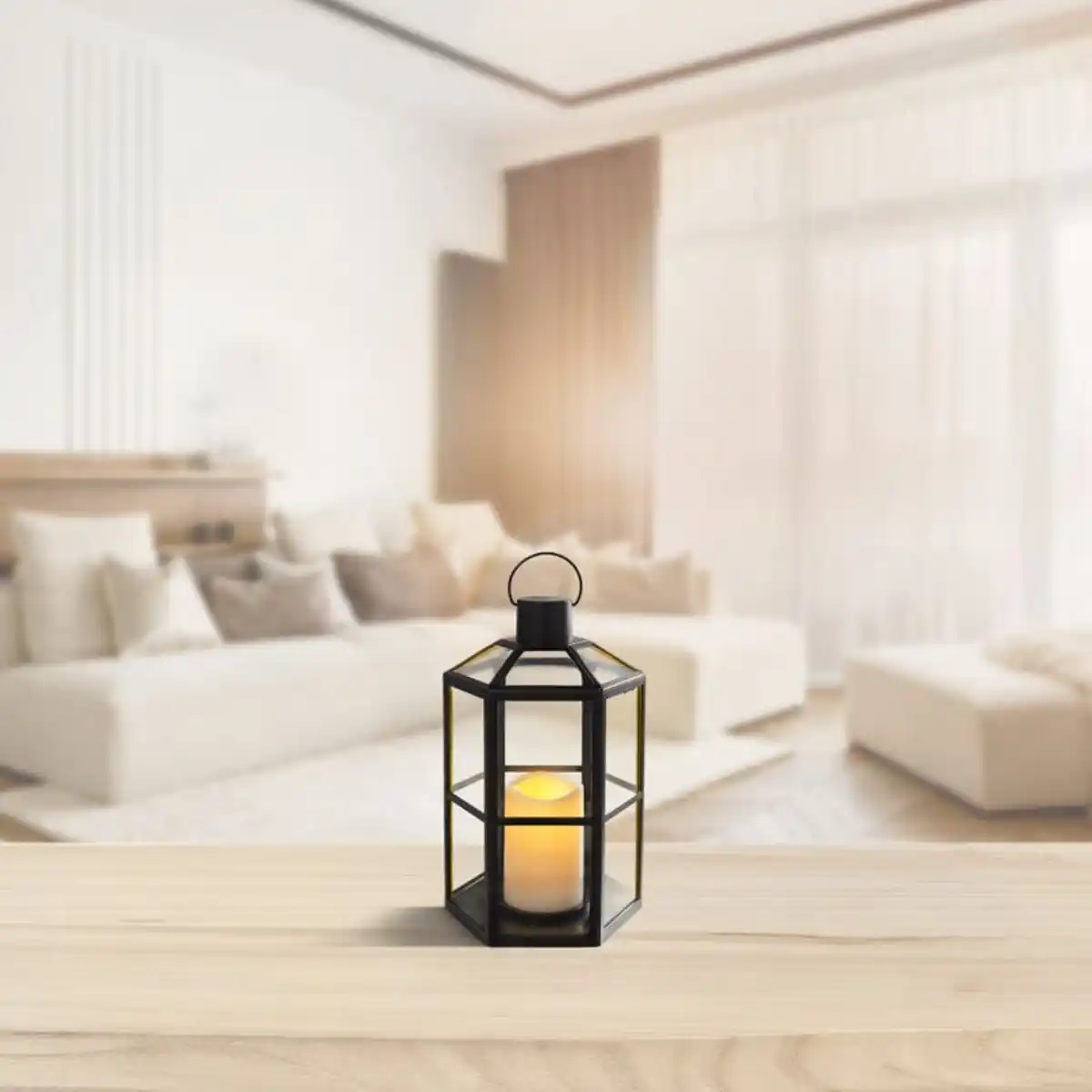 Bild 1 von LED-Laterne mit Flackerfunktion, ca. 16x18x28cm, Black