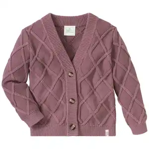 Mädchen Strickjacke mit Zopfstrickmuster MAUVE