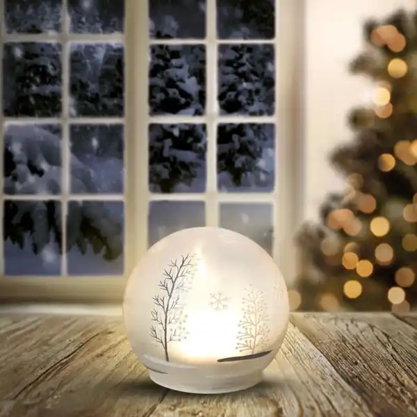 Bild 1 von LED-Glaskugel mit Winterzauber-Motiv, verschiedene Größen, White