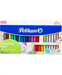 Pelikan Fasermaler Colorella Star, Pelikan, 24er-Pack + Schablone, bunt