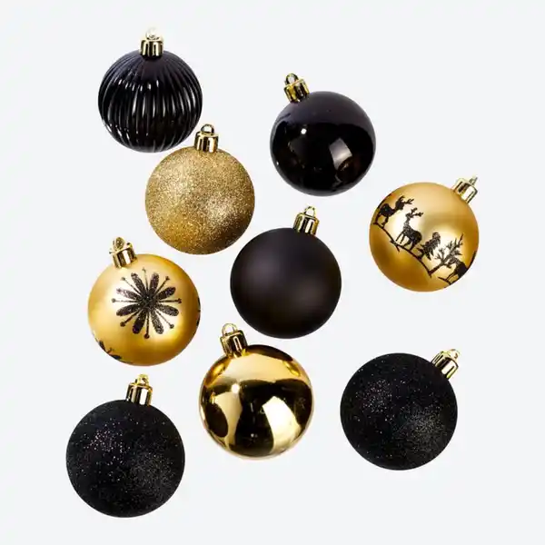 Bild 1 von Weihnachtskugel-Set in verschiedenen Designs, 9er-Set, Black