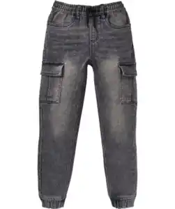 Cargo-Jeans mit Waschungseffekten, Y.F.K., elastischer Bund, jeans grau