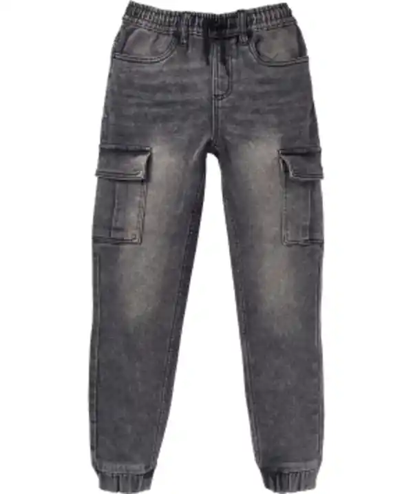 Bild 1 von Cargo-Jeans mit Waschungseffekten, Y.F.K., elastischer Bund, jeans grau