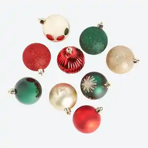 Weihnachtskugel-Set in verschiedenen Designs, 9er-Set, Gold