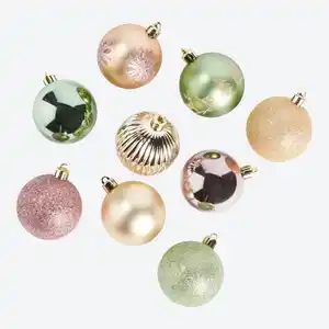 Weihnachtskugel-Set in verschiedenen Designs, 9er-Set, Mint