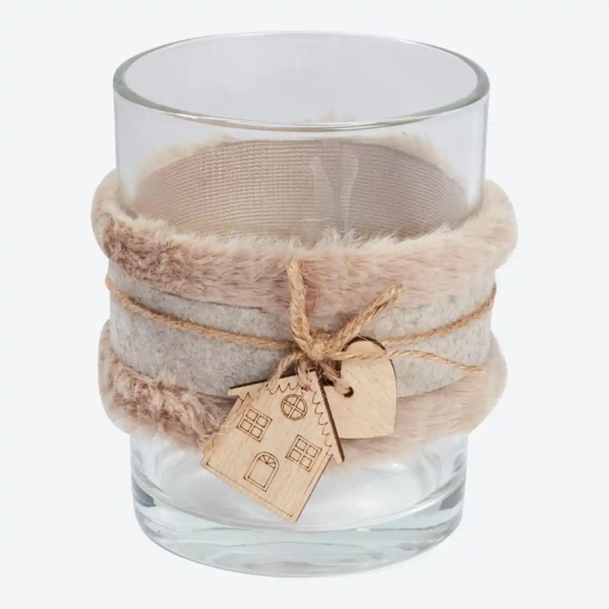 Bild 1 von Teelichthalter mit Filzband, ca. 10x10x12cm, White