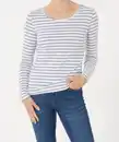 Bild 1 von Langarmshirt mit Stretch, Janina, Rundhalsausschnitt, weiß/blau