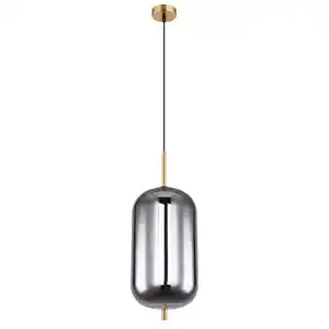 GLOBO Retrofit Pendelleuchte Blacky messingfarbig /rauchfarbig 22x22cm H120cm