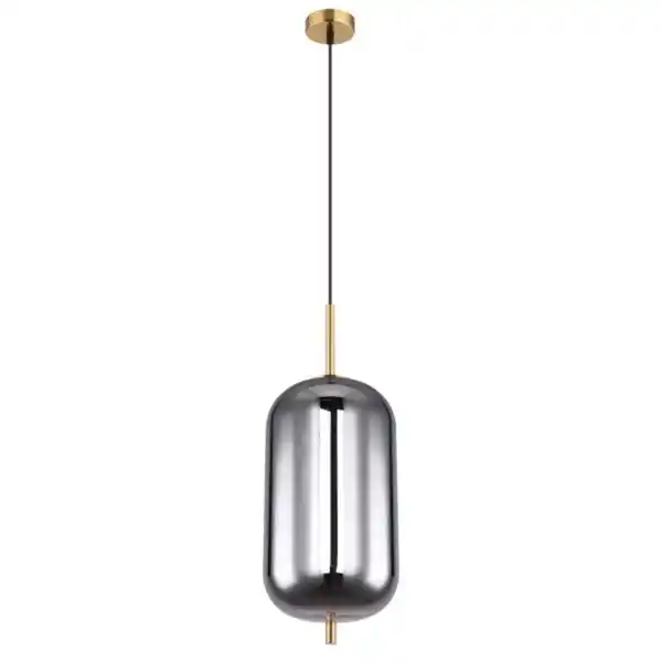 Bild 1 von GLOBO Retrofit Pendelleuchte Blacky messingfarbig /rauchfarbig 22x22cm H120cm