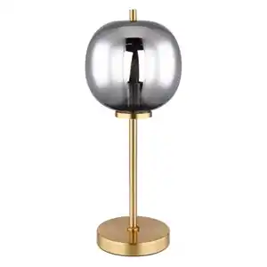 GLOBO Retrofit Tischlampe Blacky messingfarbig /rauchfarbig 18,5x18,5cm H45cm