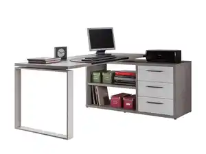 Eck-Schreibtisch Betonoptik - weiß - DISEGNO