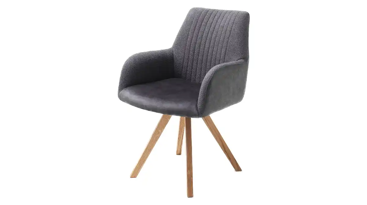 Bild 1 von Armlehnstuhl anthrazit Drehstuhl Samt - Webstoff - OKLAHOMA