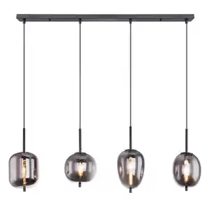 GLOBO Retrofit Balkenpendel Blacky schwarz /rauchfarbig 110x18,5cm H120cm