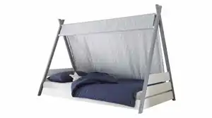 Spielbett 90 x 200 cm massives Kiefernholz grau - weiß - YLVA