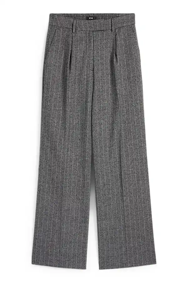 Bild 1 von C&A Stoffhose-High Waist-Wide Leg-Nadelstreifen, Grau, Größe: 34