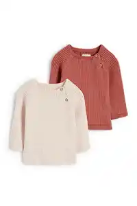 C&A Multipack 2er-Baby-Pullover, Rosa, Größe: 50