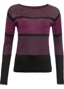 Lurex-Pullover mit Streifen, 32/34, Lila
