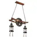 Bild 1 von GLOBO Retrofit Balkenpendel Abella Braun antik /Messingfarbig 62x20cm H110cm