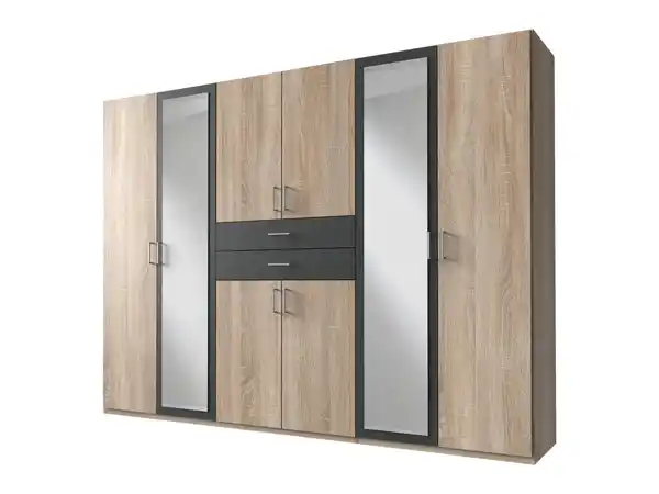 Bild 1 von Kleiderschrank mit Spiegel - Sägerau Eiche - graphit - 270 cm - DIVER